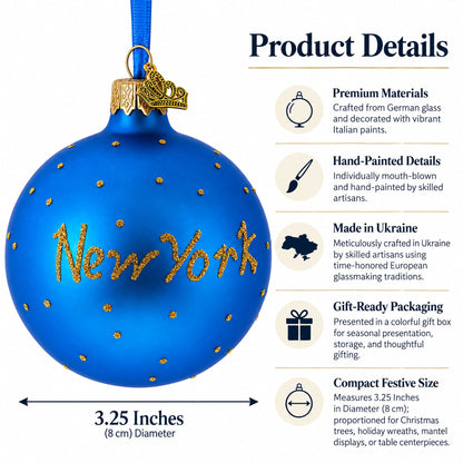 Times Square, New York City Glass Ball Christmas Ornament 3.25 Inches