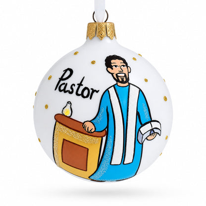 Spiritual Pastor in the Church Glass Ball Christmas Ornament 3.25 Inches