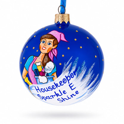 Housekeeper (Maid) Glass Ball Christmas Ornament 3.25 Inches