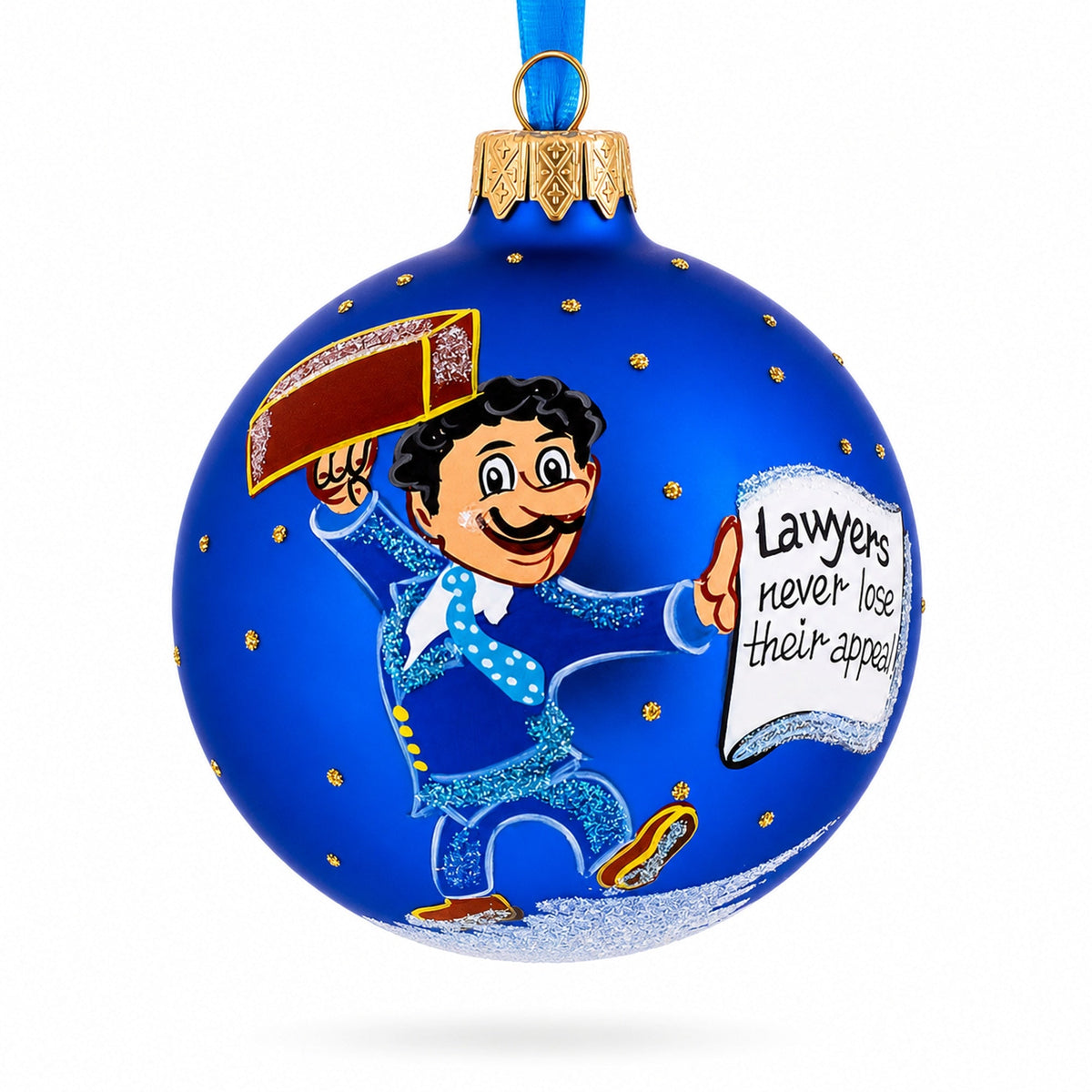 Lawyer with Briefcase Glass Ball Christmas Ornament 3.25 Inches