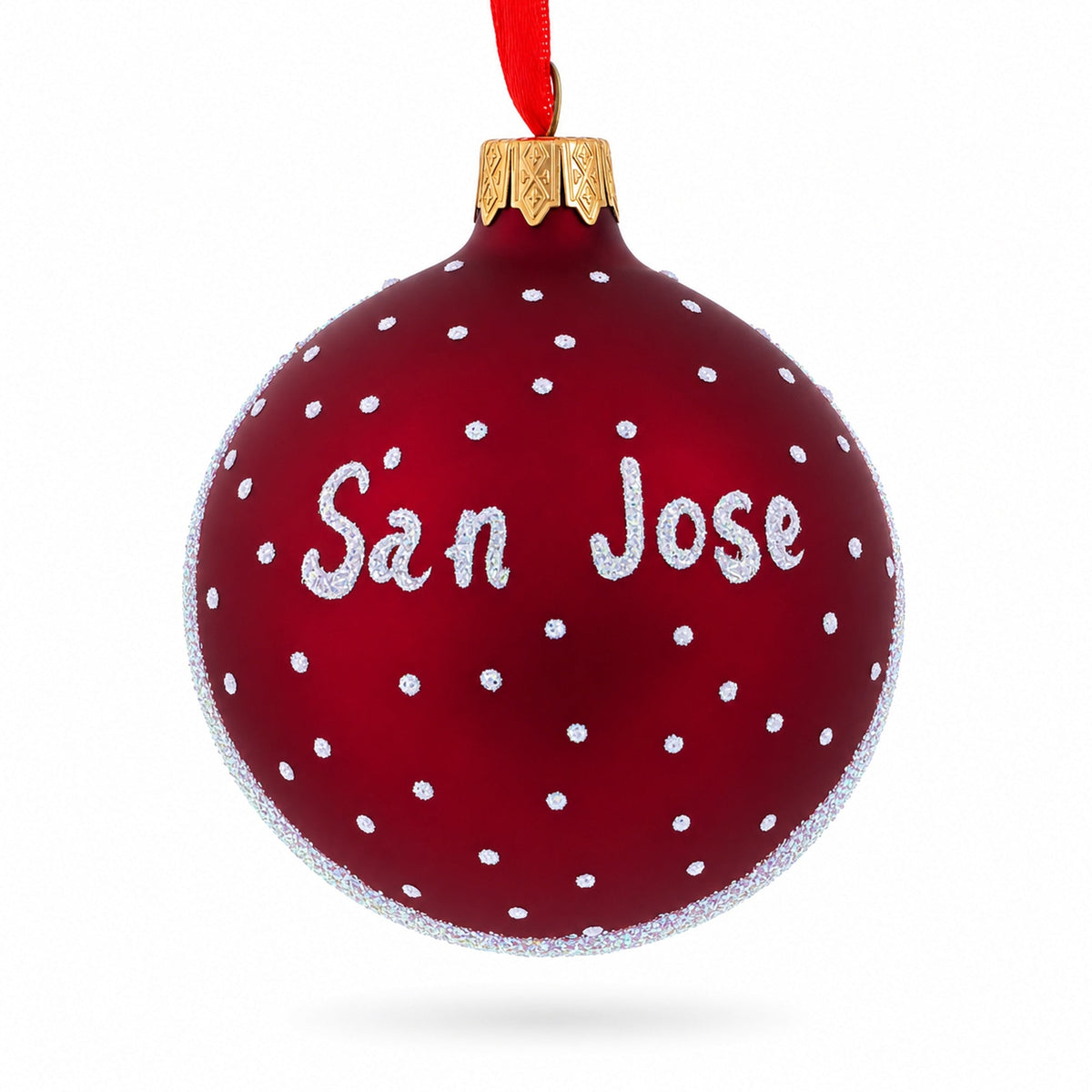 San Jose, California Glass Ball Christmas Ornament 3.25 Inches