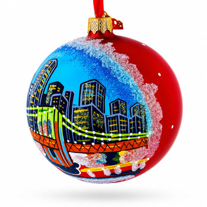 Brooklyn Bridge, New York Glass Ball Christmas Ornament 4 Inches