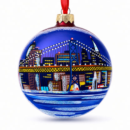 San Francisco Golden Gate Bridge Glass Christmas Ornament 4 Inches