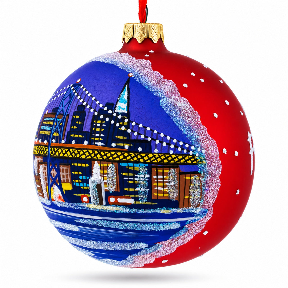 San Francisco Golden Gate Bridge Glass Christmas Ornament 4 Inches