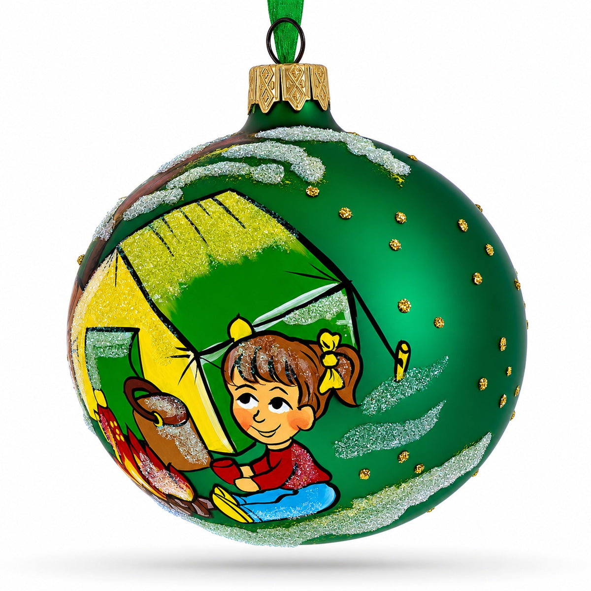Hiking & Camping Glass Ball Christmas Ornament 3.25 Inches