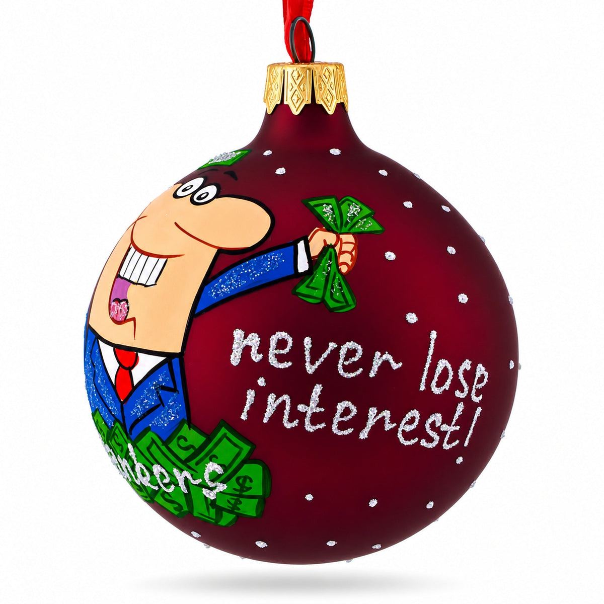 Happy Banker Glass Ball Christmas Ornament, 3.25 Inches