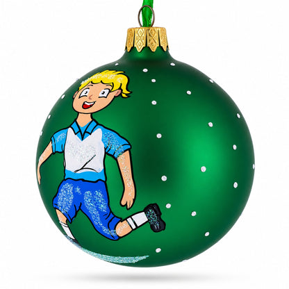 Tennis Player Glass Ball Christmas Ornament 3.25 Inches