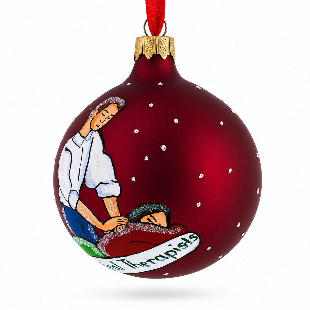 Physical Therapist Glass Ball Christmas Ornament 3.25 Inches