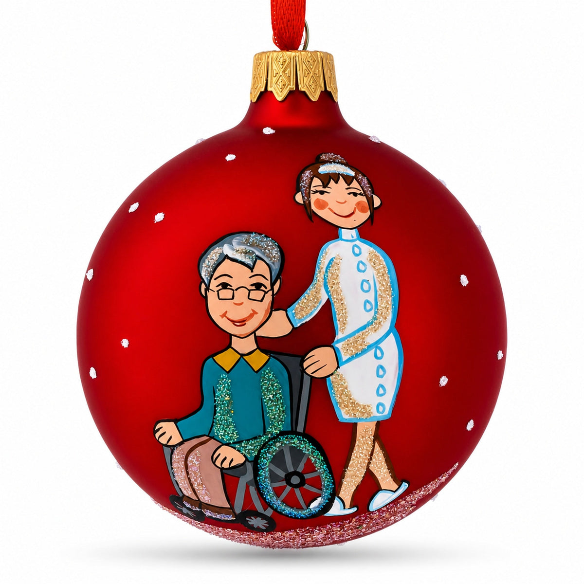 Caregiver Glass Ball Christmas Ornament 3.25 Inches