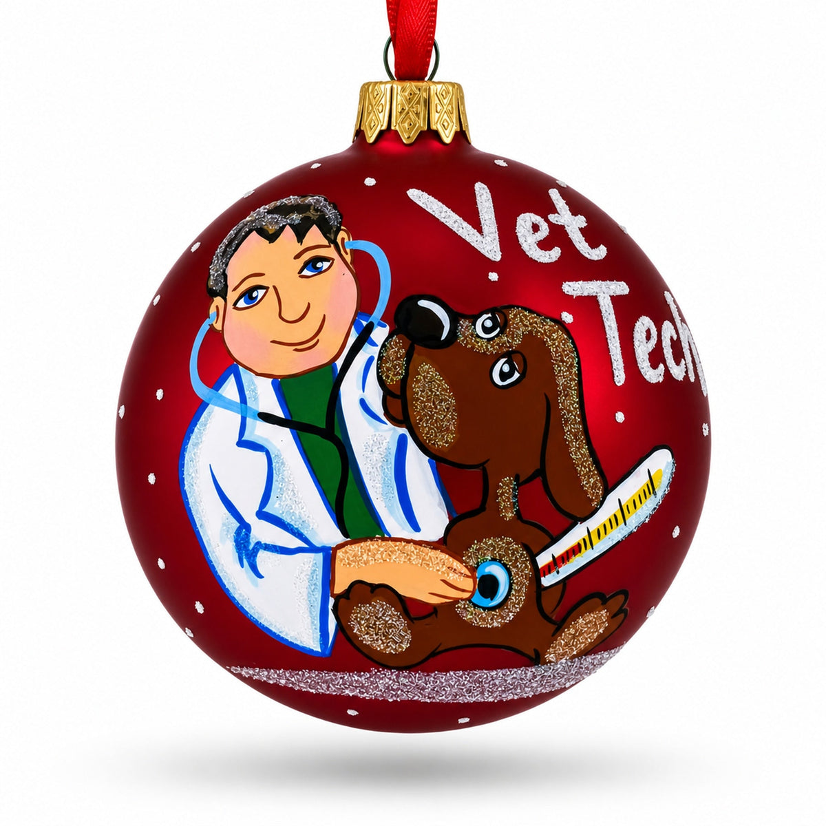 Veterinarian Technician Glass Ball Christmas Ornament 3.25 Inches