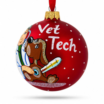 Veterinarian Technician Glass Ball Christmas Ornament 3.25 Inches