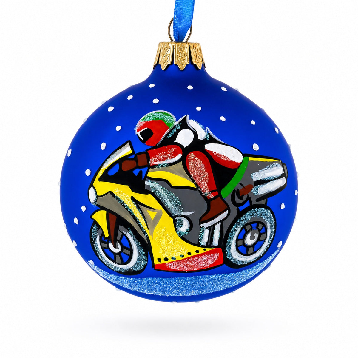 Motorcycle Glass Ball Christmas Ornament 3.25 Inches