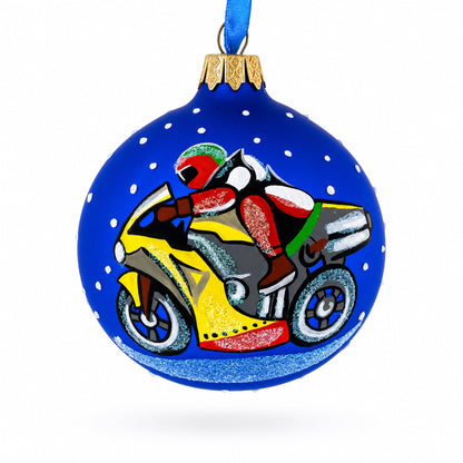 Motorcycle Glass Ball Christmas Ornament 3.25 Inches