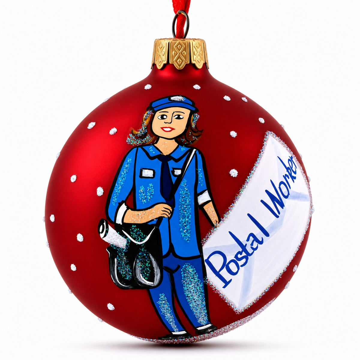 Postal Worker Glass Ball Christmas Ornament 3.25 Inches