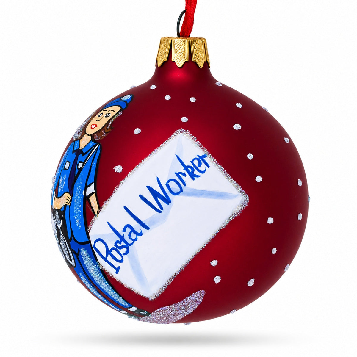 Postal Worker Glass Ball Christmas Ornament 3.25 Inches
