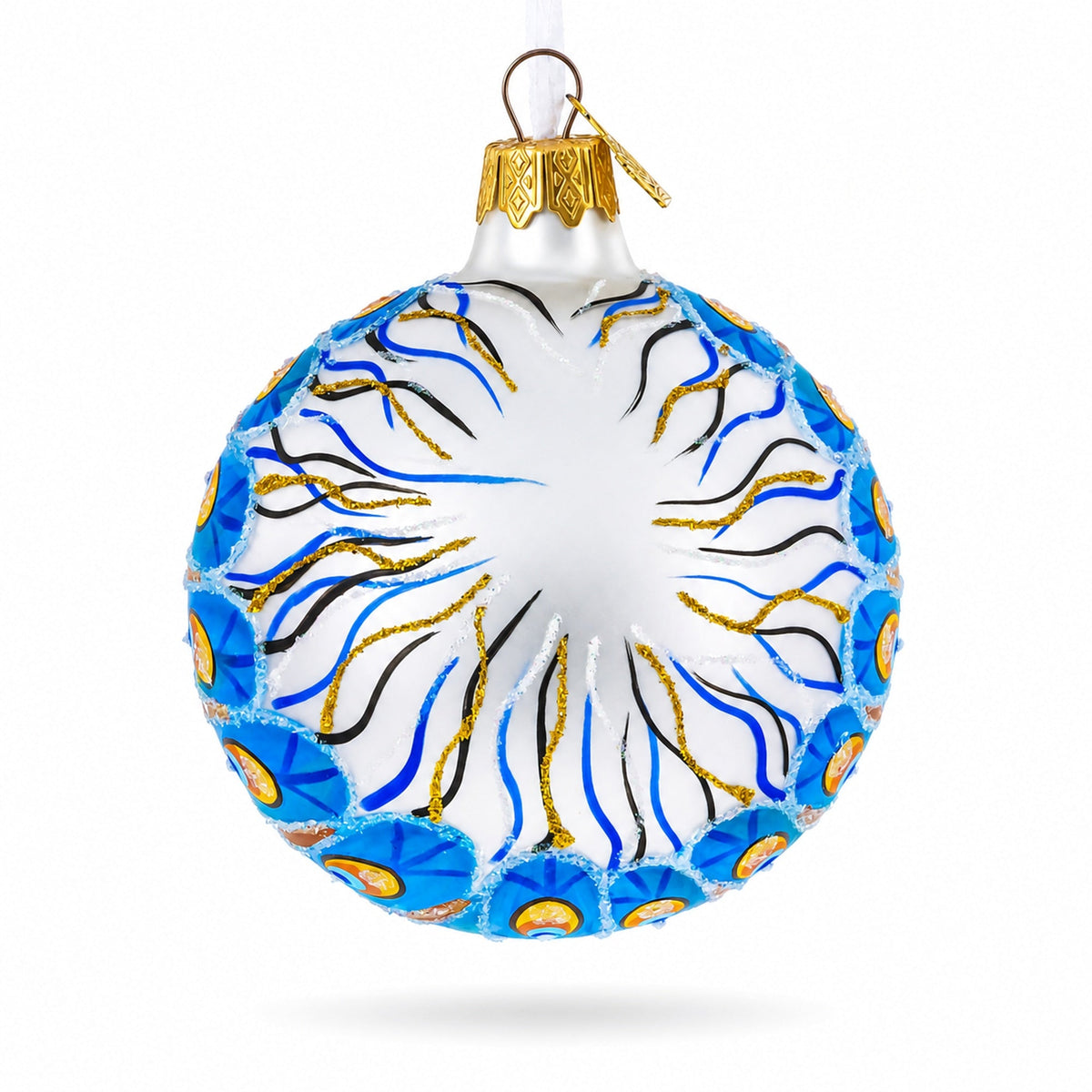 Peacock Glittered Glass Ball Christmas Ornament 3.25 Inches