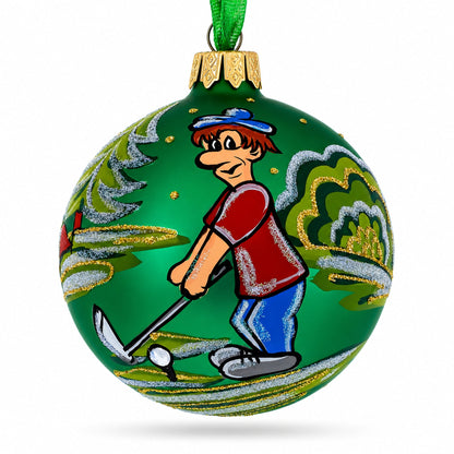 Golf Player Glass Ball Christmas Ornament 3.25 Inches
