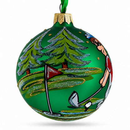 Golf Player Glass Ball Christmas Ornament 3.25 Inches