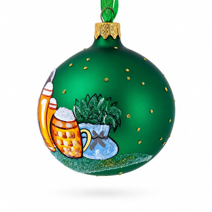 Beer Barrel Glass Ball Christmas Ornament 3.25 Inches