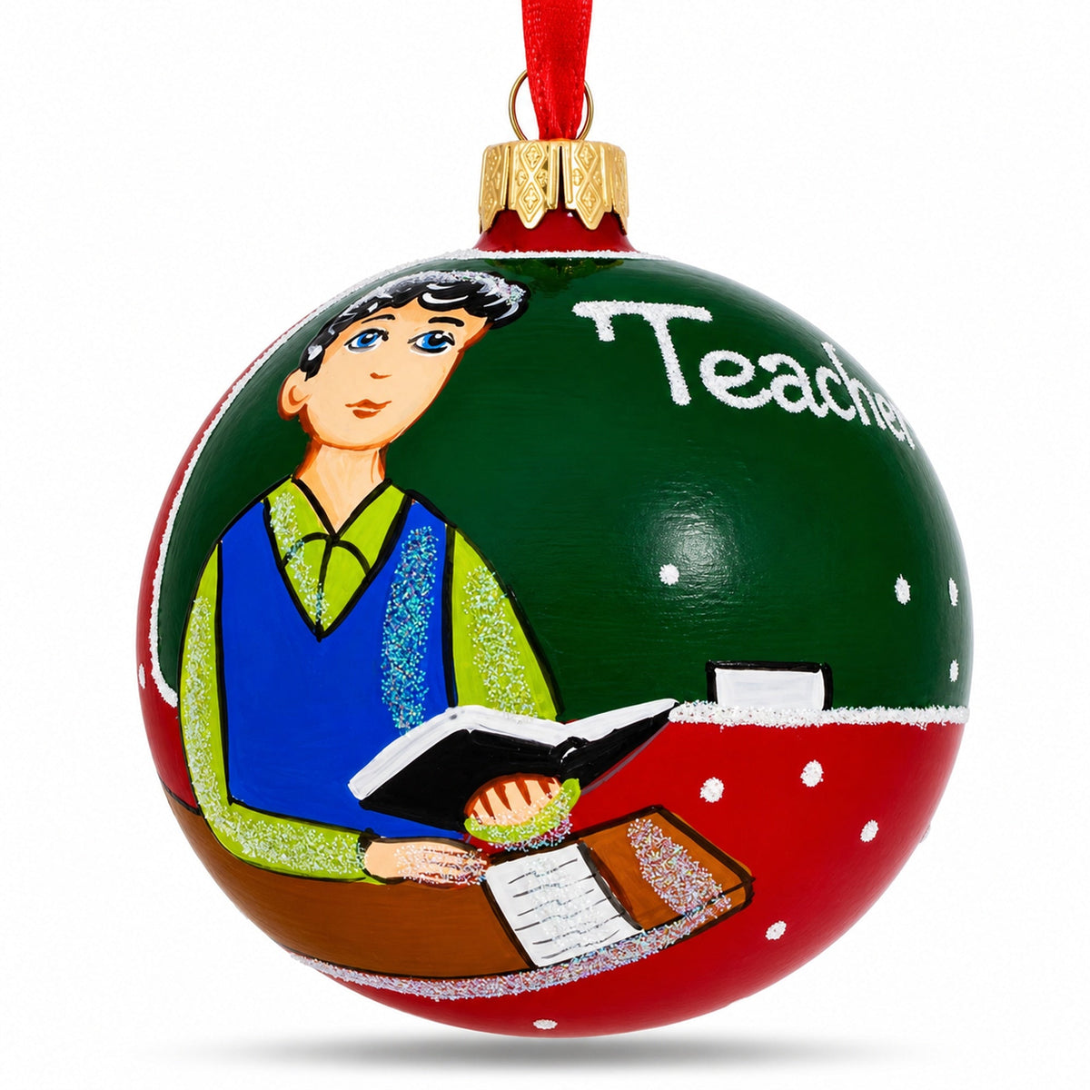 The Teacher Glass Ball Christmas Ornament 3.25 Inches