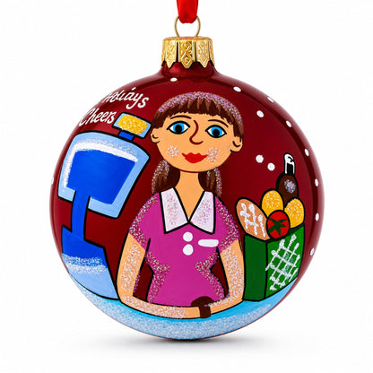 Cashier Glass Ball Christmas Ornament 3.25 Inches