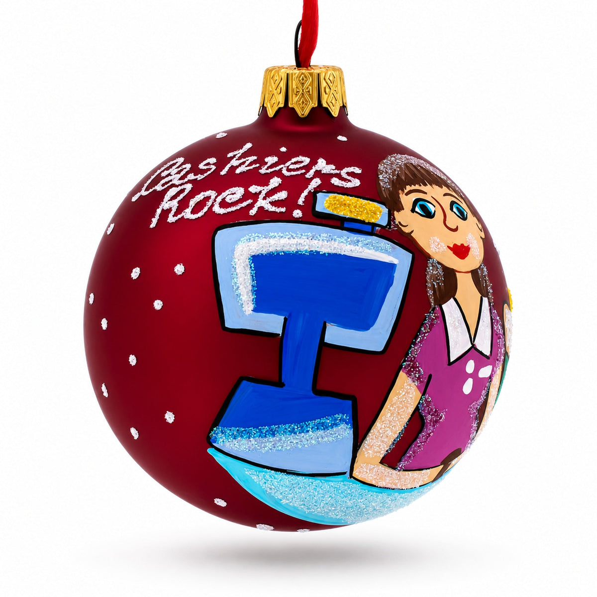 Cashier Glass Ball Christmas Ornament 3.25 Inches