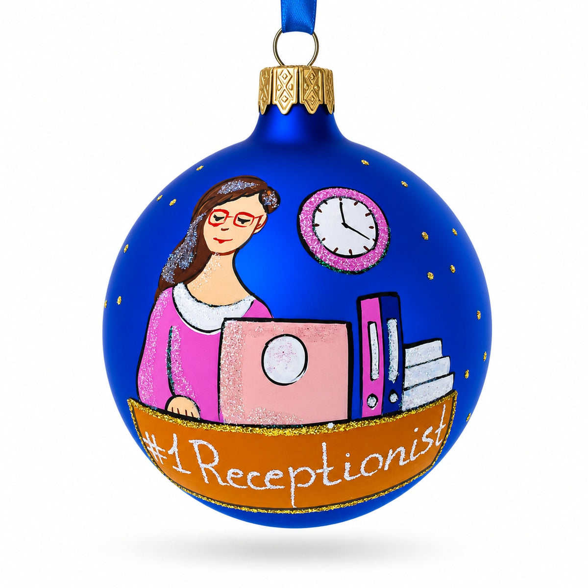 Receptionist Secretary Glass Ball Christmas Ornament 3.25 Inches