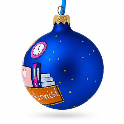 Receptionist Secretary Glass Ball Christmas Ornament 3.25 Inches