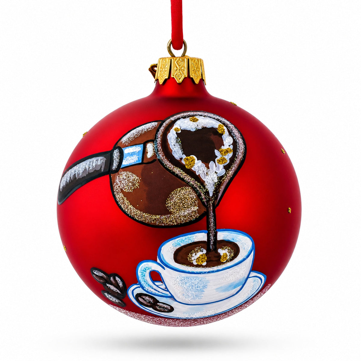 Coffee Lover Glass Ball Christmas Ornament 3.25 Inches