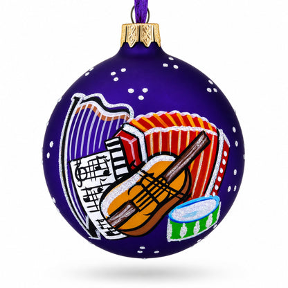 Music Instruments Glass Ball Christmas Ornament 3.25 Inches