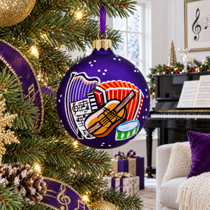 Music Instruments Glass Ball Christmas Ornament 3.25 Inches