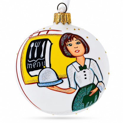 Waitress Glass Ball Christmas Ornament 3.25 Inches