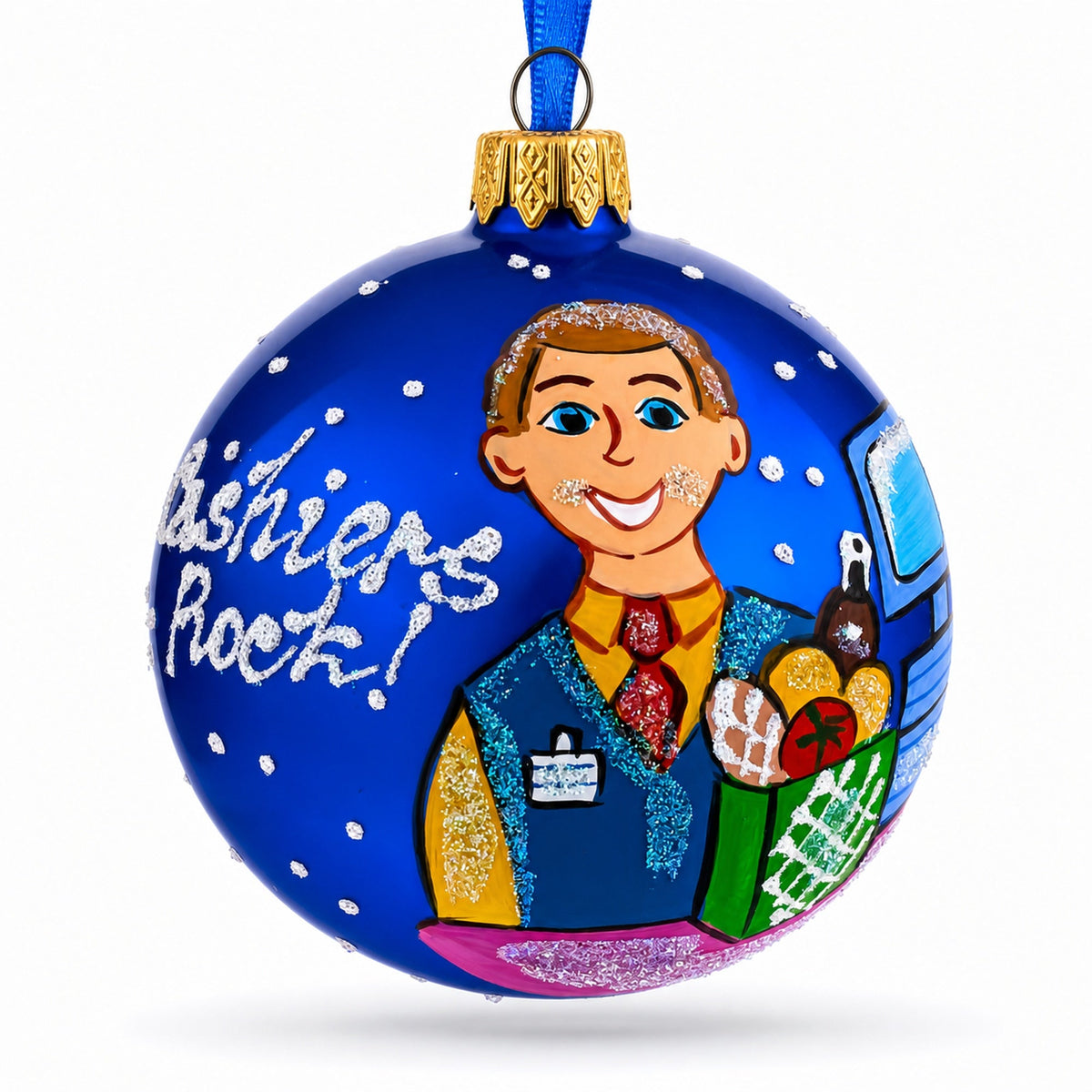 Cashier Glass Christmas Ornament 3.25 Inches