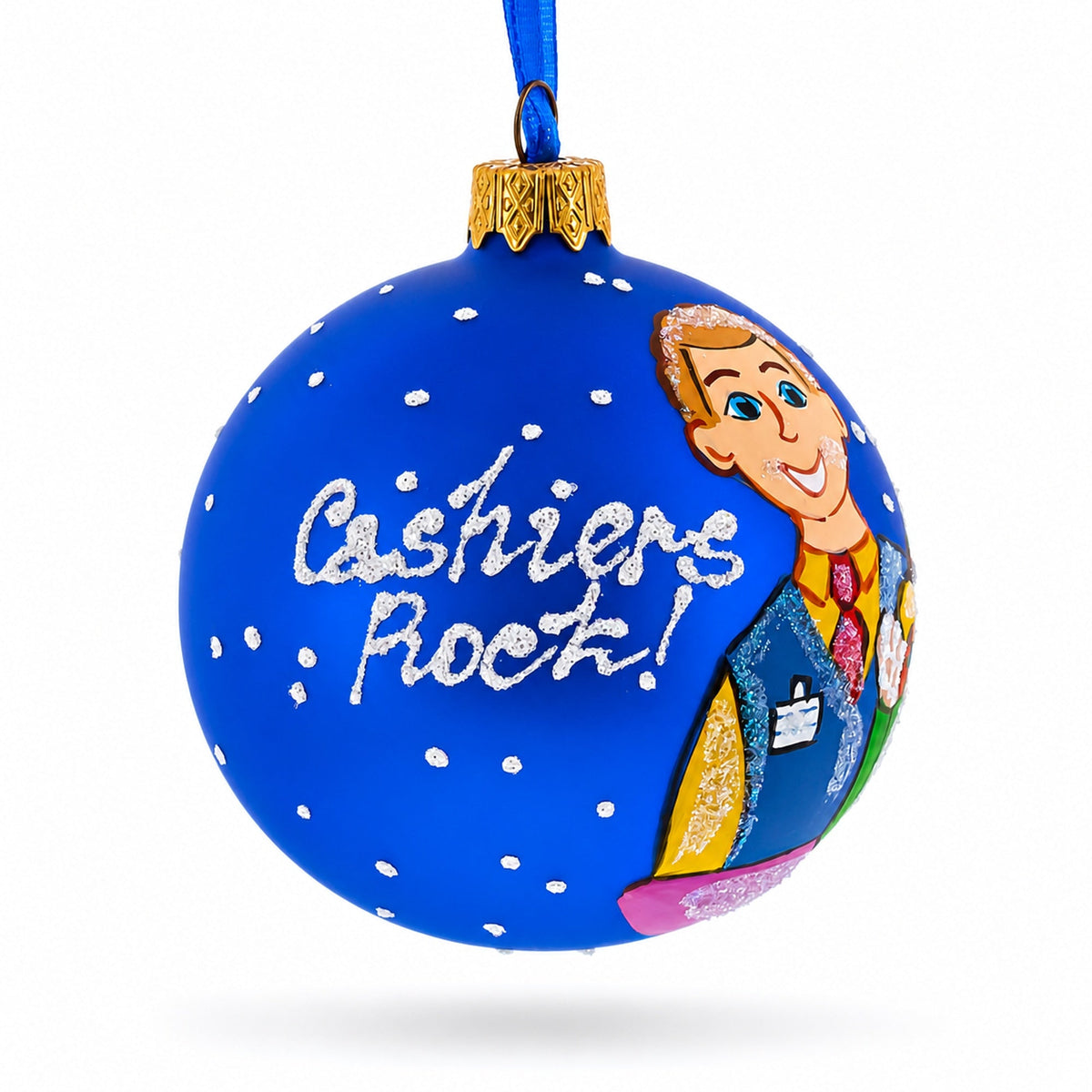 Cashier Glass Christmas Ornament 3.25 Inches