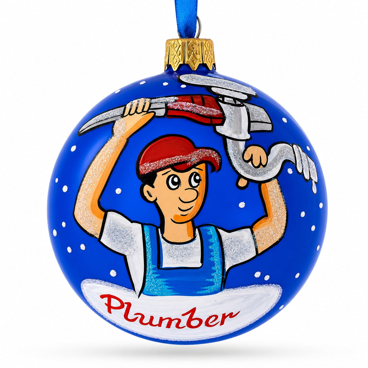 Plumber Glass Ball Christmas Ornament 3.25 Inches
