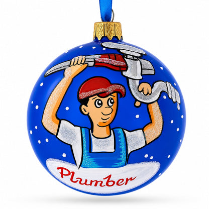 Plumber Glass Ball Christmas Ornament 3.25 Inches