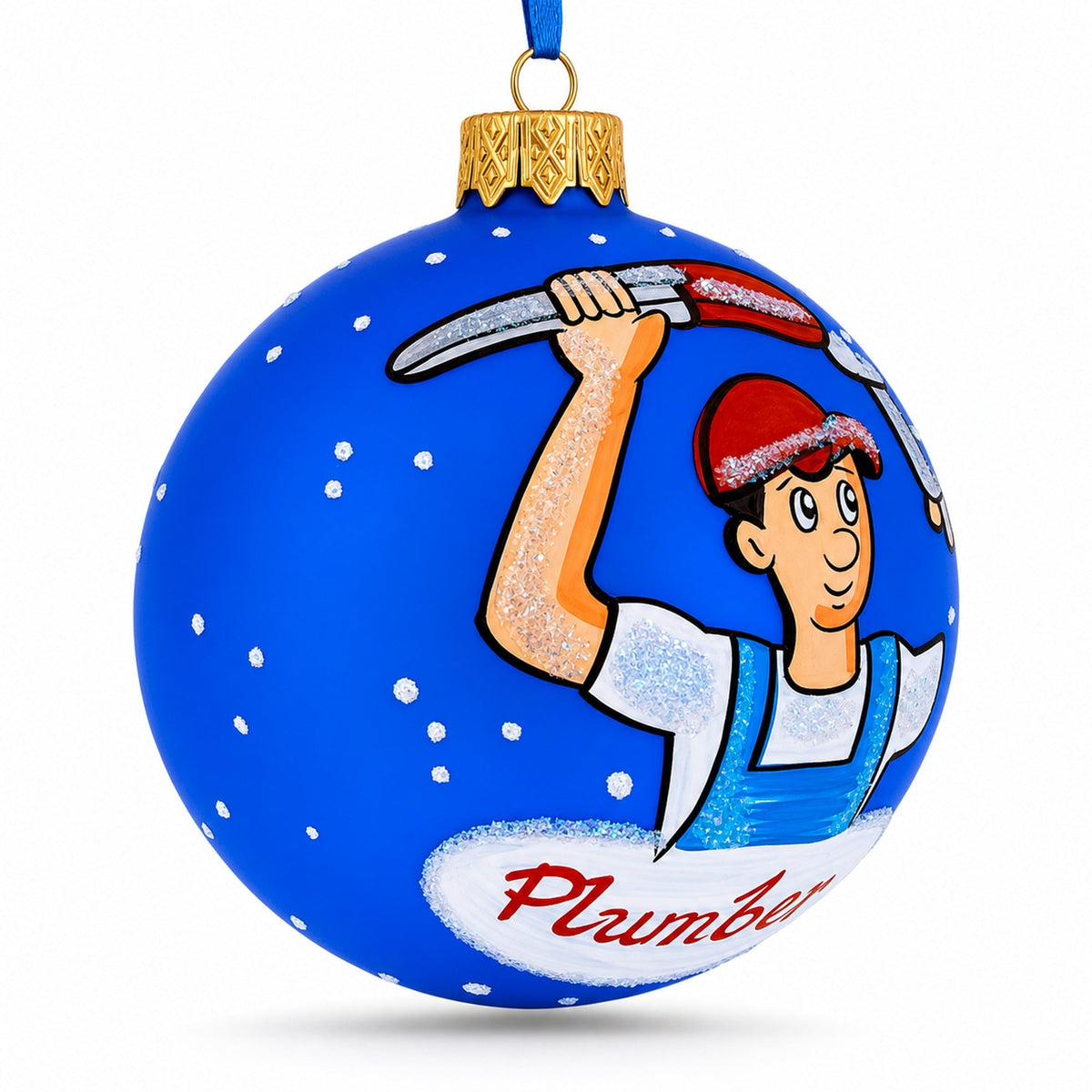 Plumber Glass Ball Christmas Ornament 3.25 Inches
