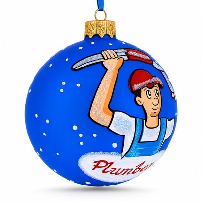 Plumber Glass Ball Christmas Ornament 3.25 Inches
