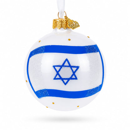 Flag of Israel Glass Ball Christmas Ornament 3.25 Inches