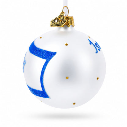Flag of Israel Glass Ball Christmas Ornament 3.25 Inches