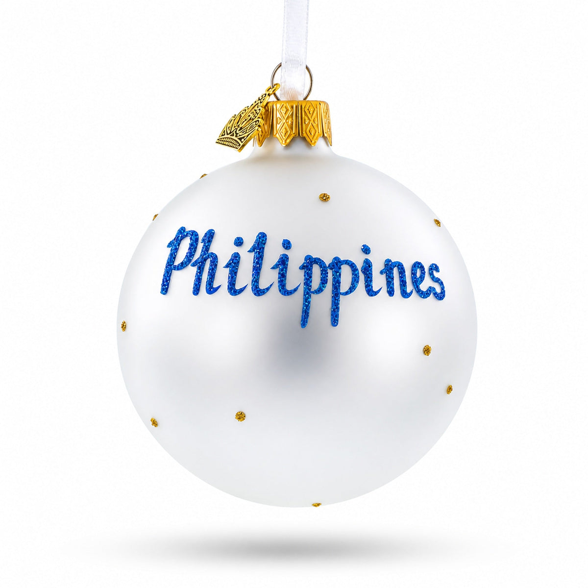Flag of Philippines Glass Ball Christmas Ornament 3.25 Inches