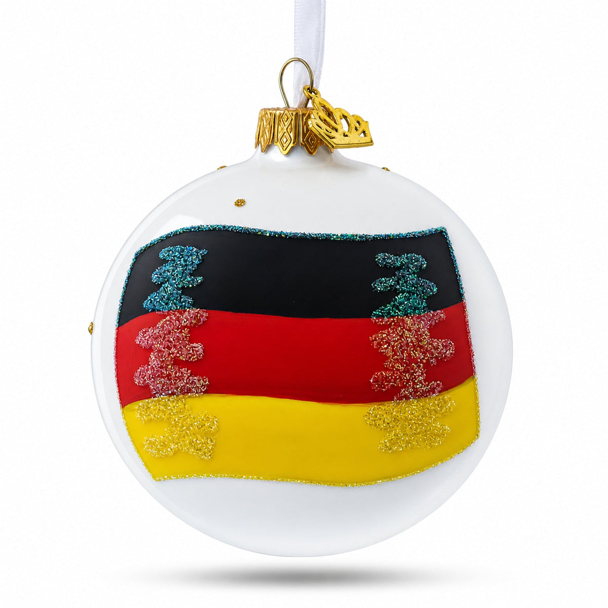 Flag of Germany Glass Ball Christmas Ornament 3.25 Inches