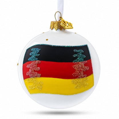 Flag of Germany Glass Ball Christmas Ornament 3.25 Inches