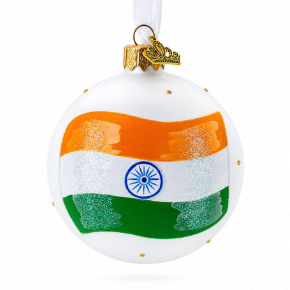 Flag of India Glass Ball Christmas Ornament 3.25 Inches