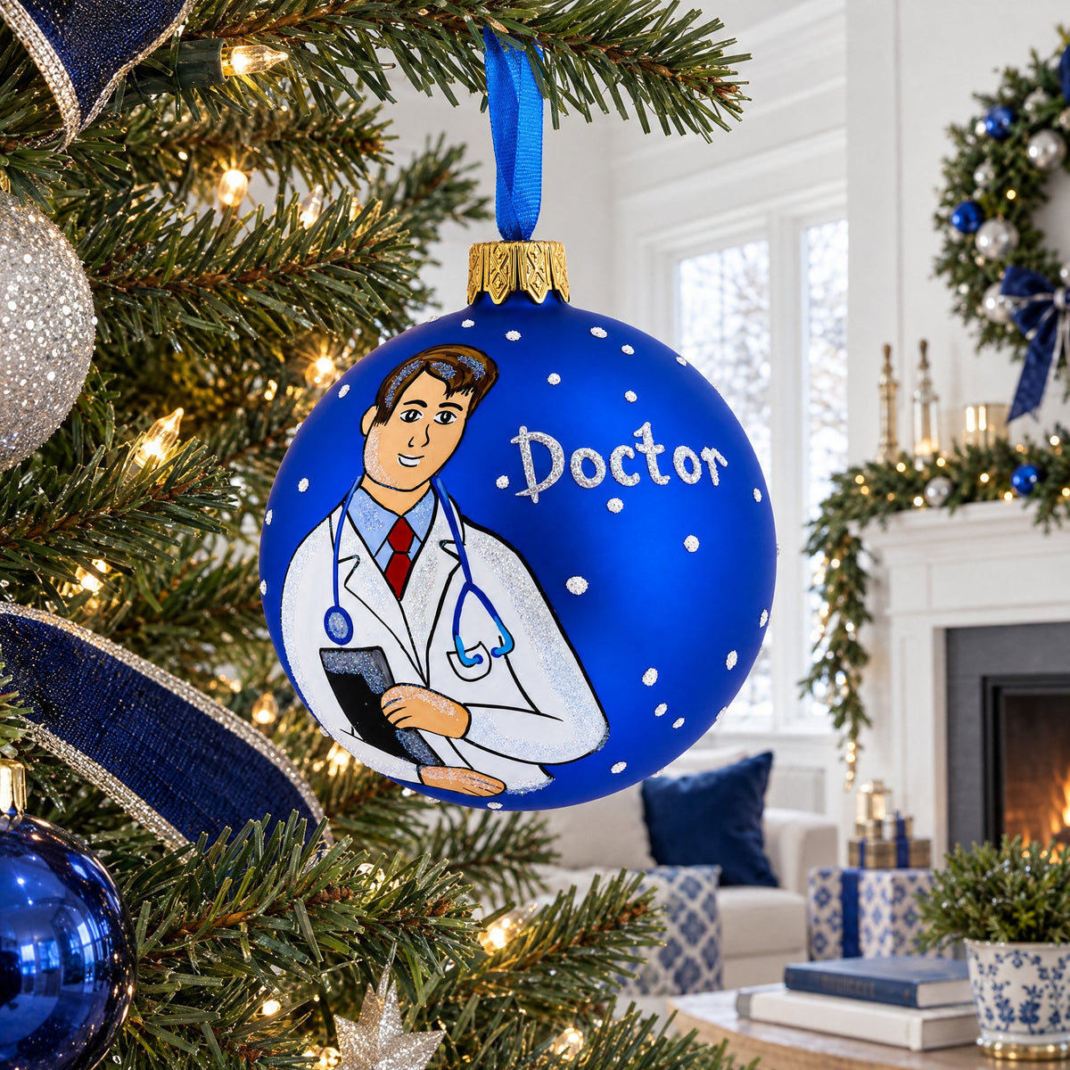 Doctor Glass Ball Christmas Ornament 3.25 Inches