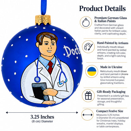 Doctor Glass Ball Christmas Ornament 3.25 Inches