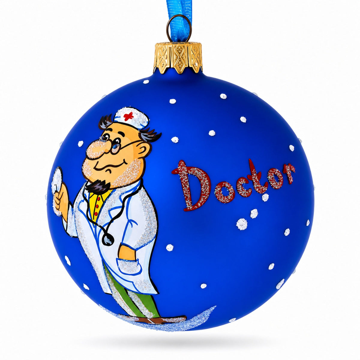 Doctor Reading Glass Ball Christmas Ornament 3.25 Inches