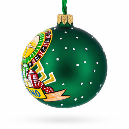 Casino Roulette Table Glass Ball Christmas Ornament 3.25 Inches