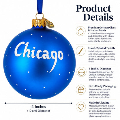 Chicago Reflections at Night Glass Ball Christmas Ornament 4 Inches