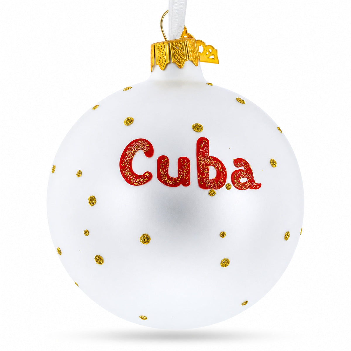 Flag of Cuba Glass Ball Christmas Ornament 3.25 Inches (Made in Ukraine)